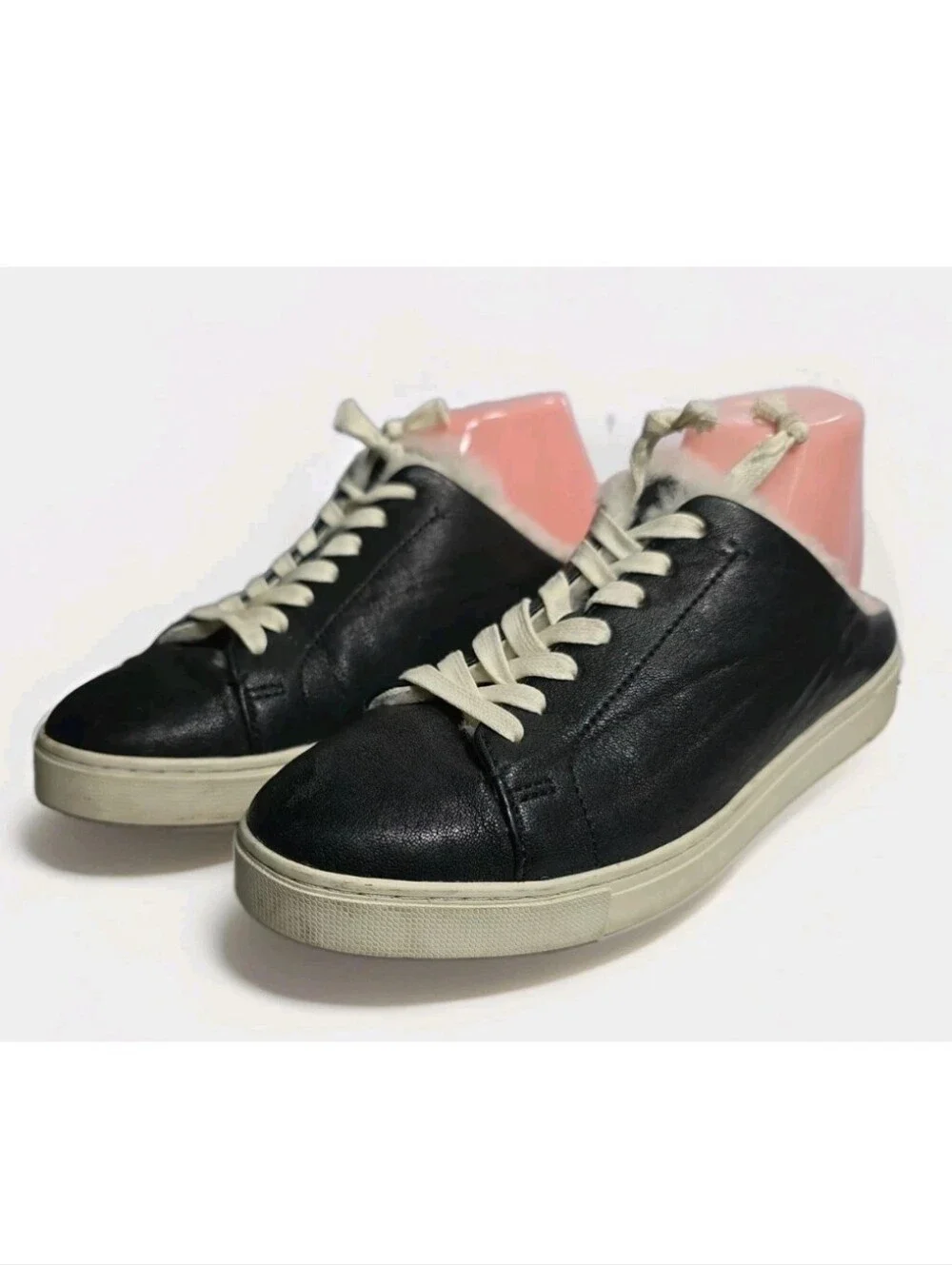 Frye Ivy Shearling Low Lace Sneaker Black Women's Size 8.5 Anthracite